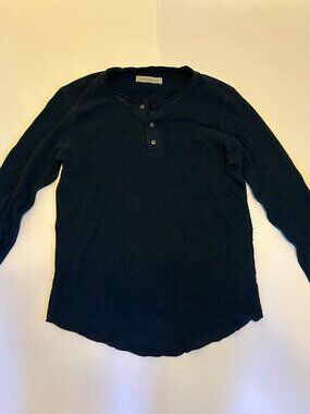 Outerknown Arroyo Thermal Henley Marine Navy Medium Organic Cotton Textured Knit
